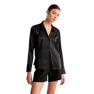 Abercrombie - Long-Sleeve Satin Button-Up Shirt Sz M